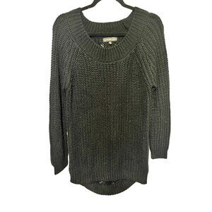 Almost Famous Sweater Tunic Black wIth Loose Knit Back Womans XL